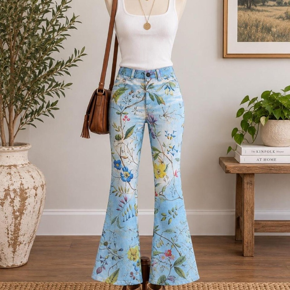 Women's Floral Flare Pants – Size Small